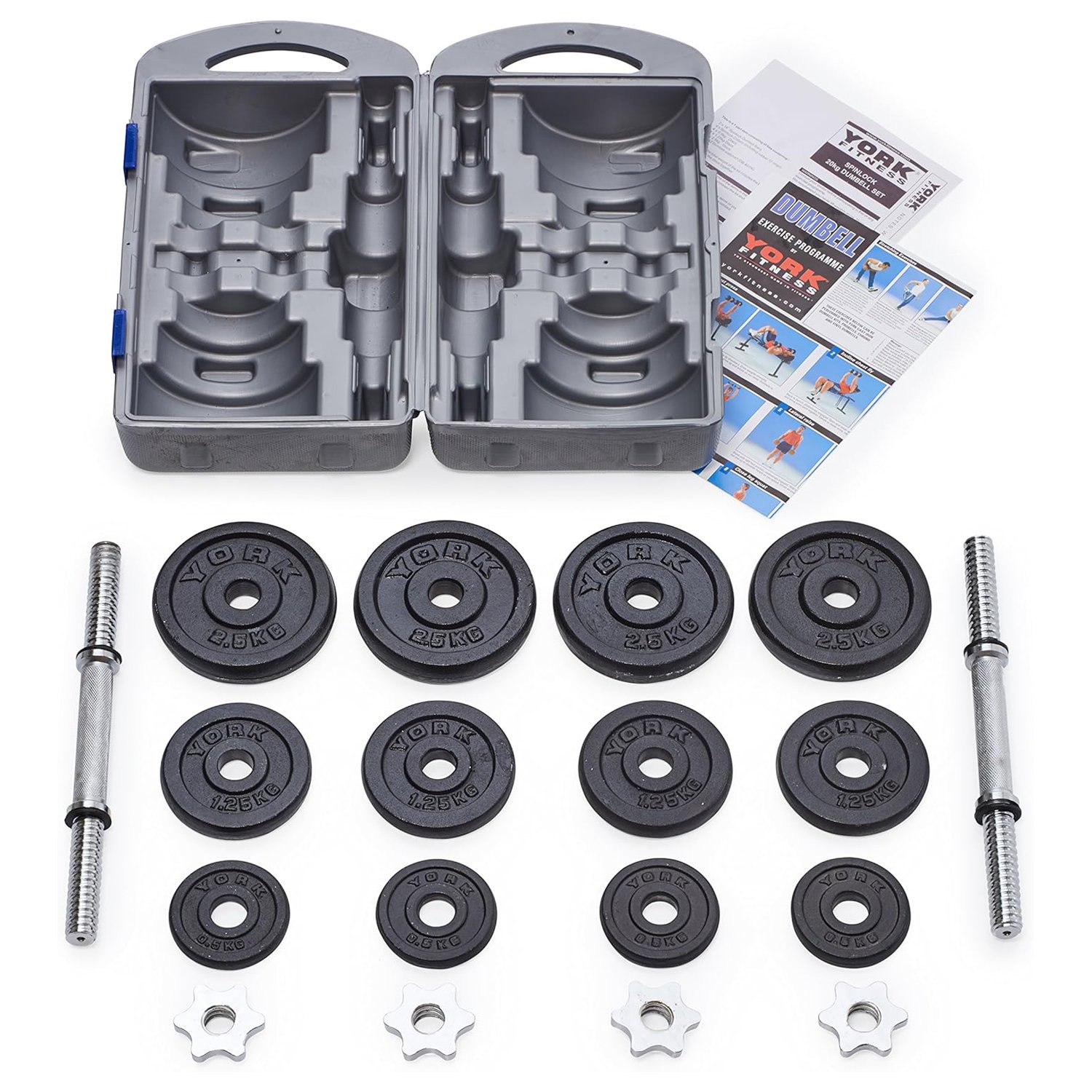 طقم أوزان متعدد الاحجام مع مقبضين وحقيبة حاملة للأوزان