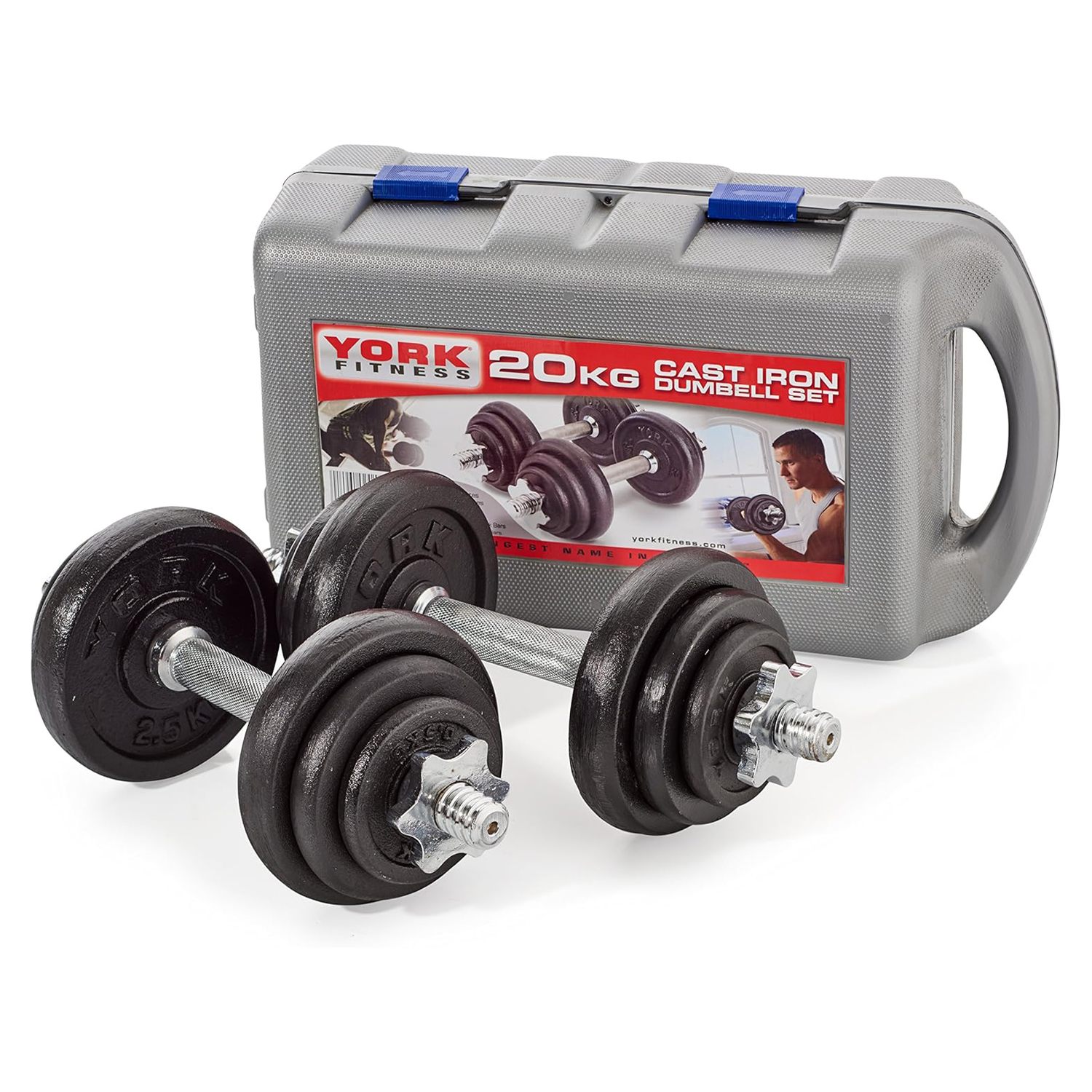 طقم أوزان متعدد الاحجام مع مقبضين وحقيبة حاملة للأوزان