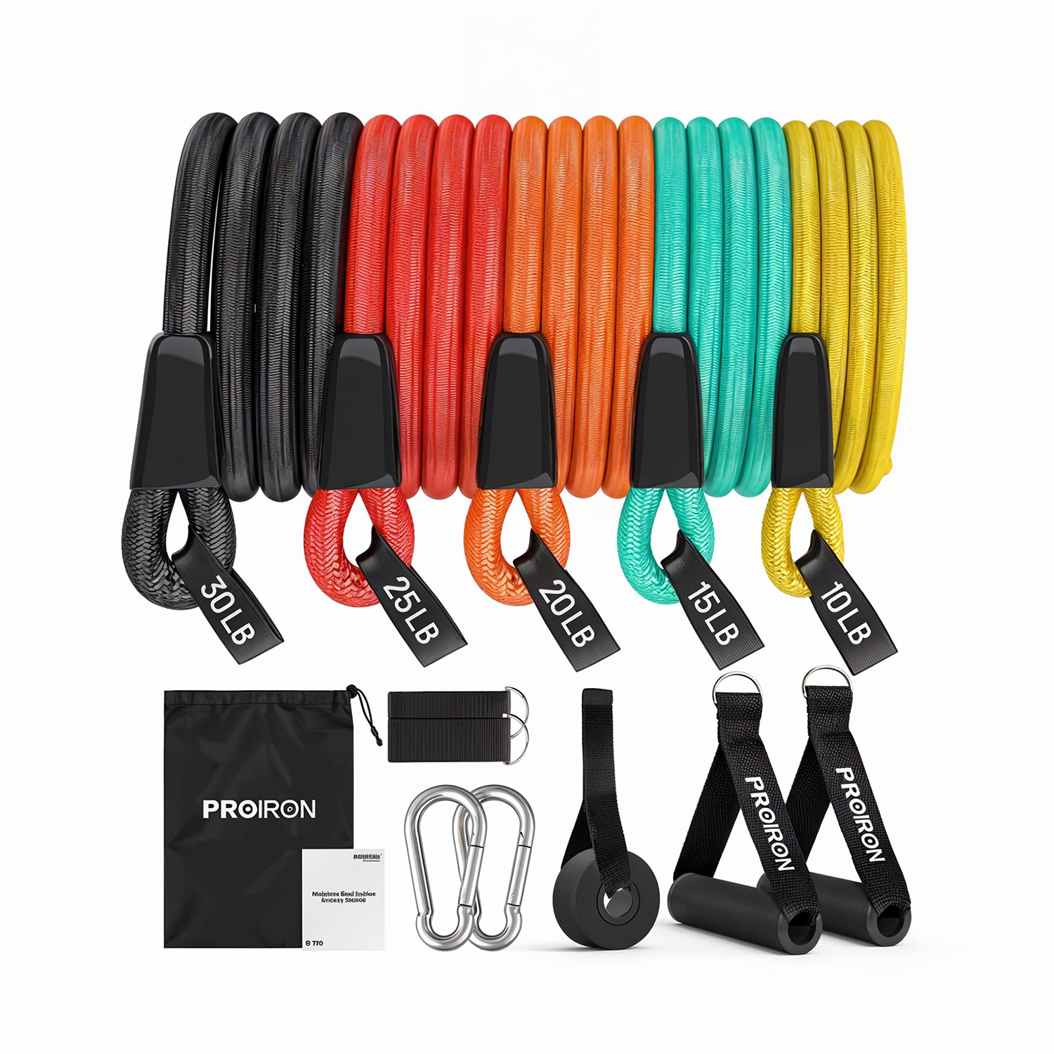 مجموعة حبال المقاومة الخمس بكامل ملحقاتها تمكنك من أداء تمارين كامل الجسم