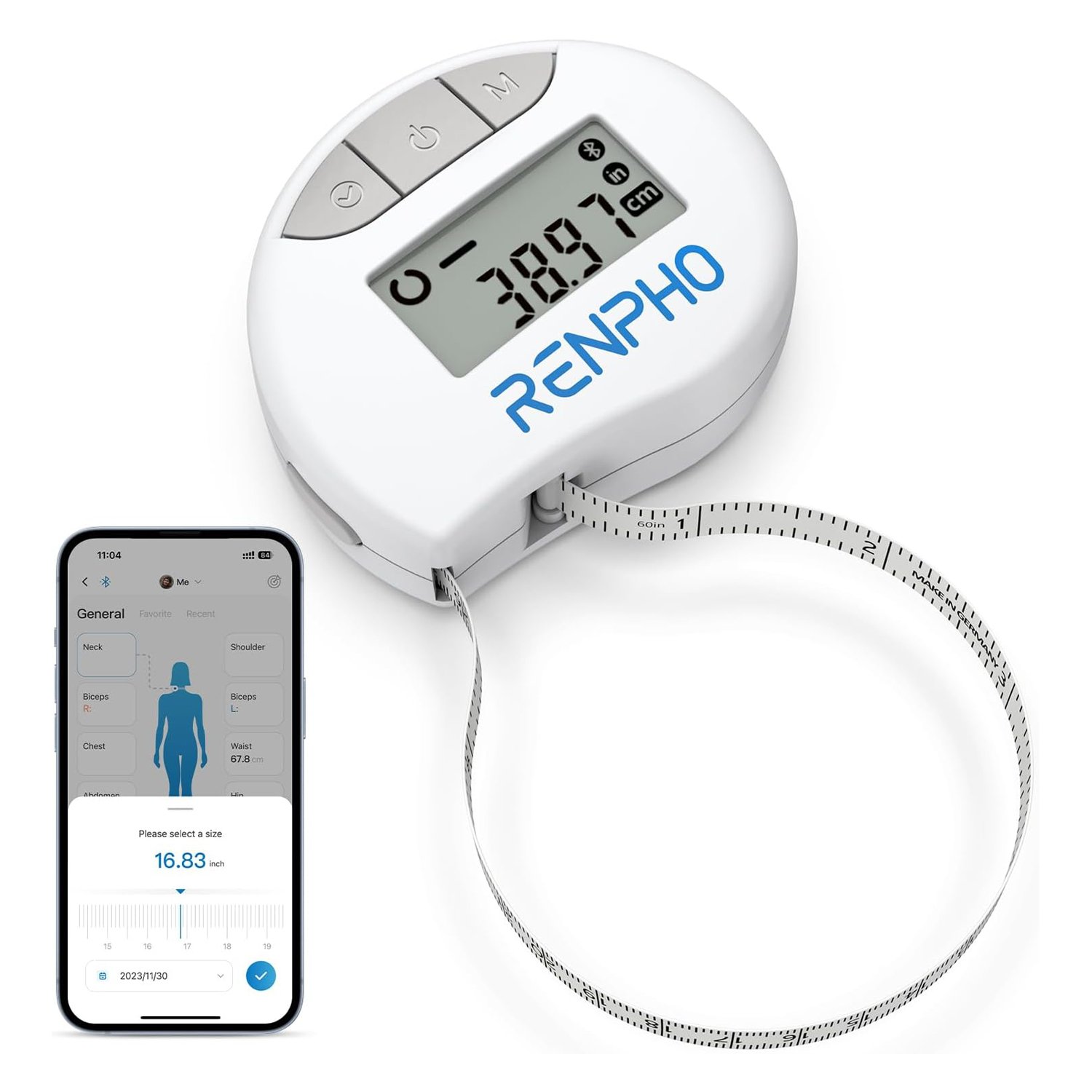 شريط متري ذكي عالي الدقة لقراءات محيط جسمك وفقدان الوزن وكسب العضلات