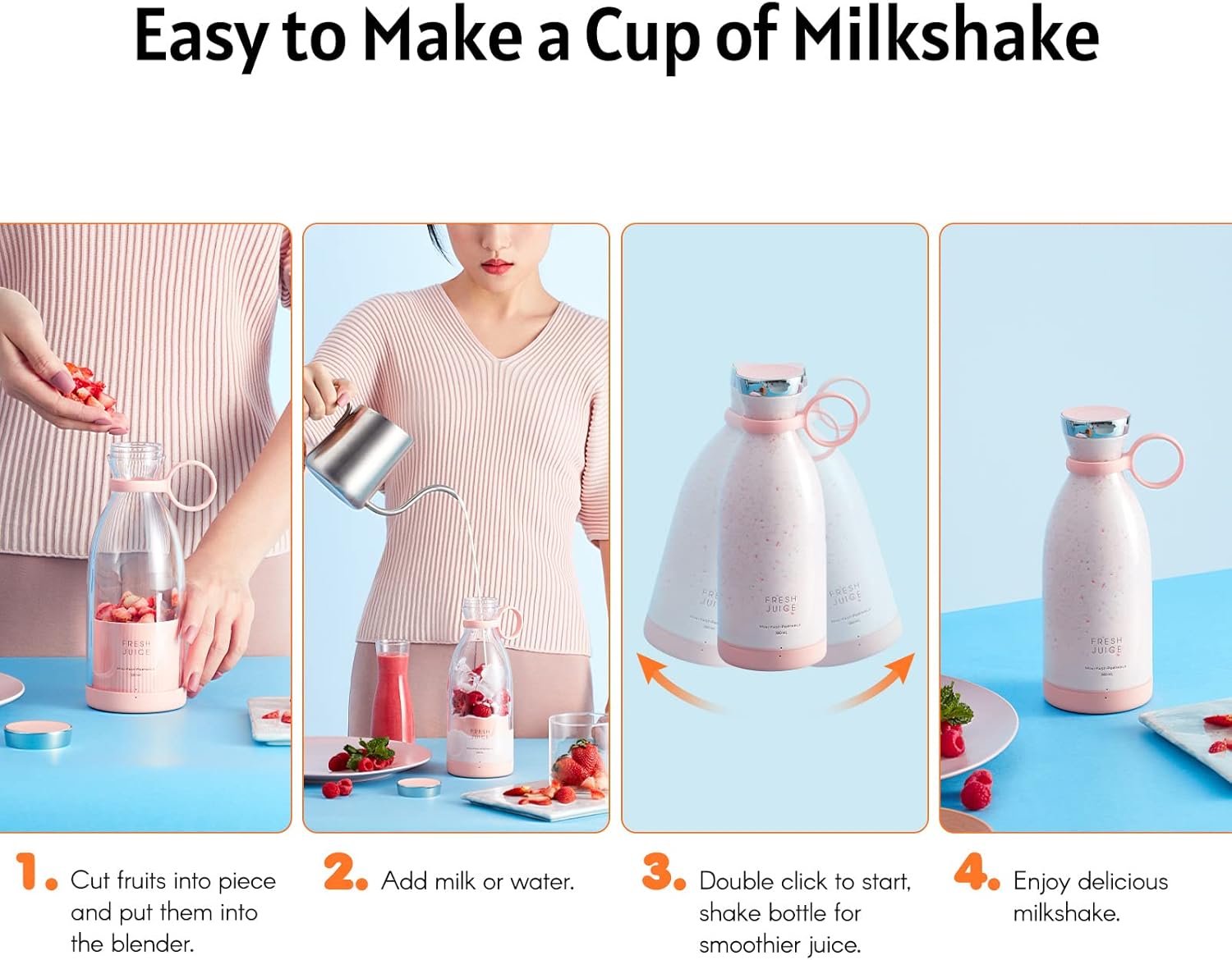 خلاط عصير محمول لاسلكي – خفيف وسهل الاستخدام للأطفال والكبار