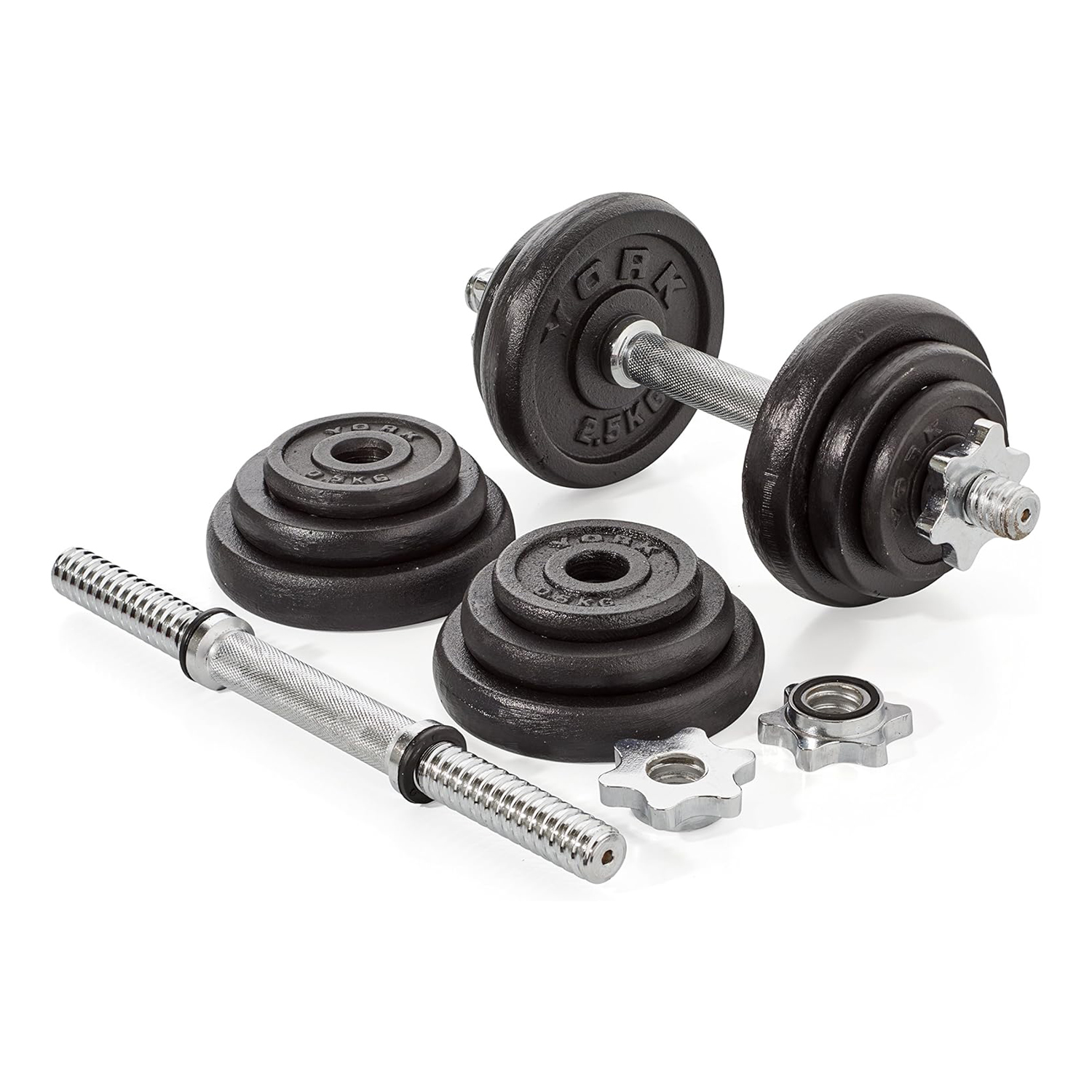 طقم أوزان متعدد الاحجام مع مقبضين وحقيبة حاملة للأوزان