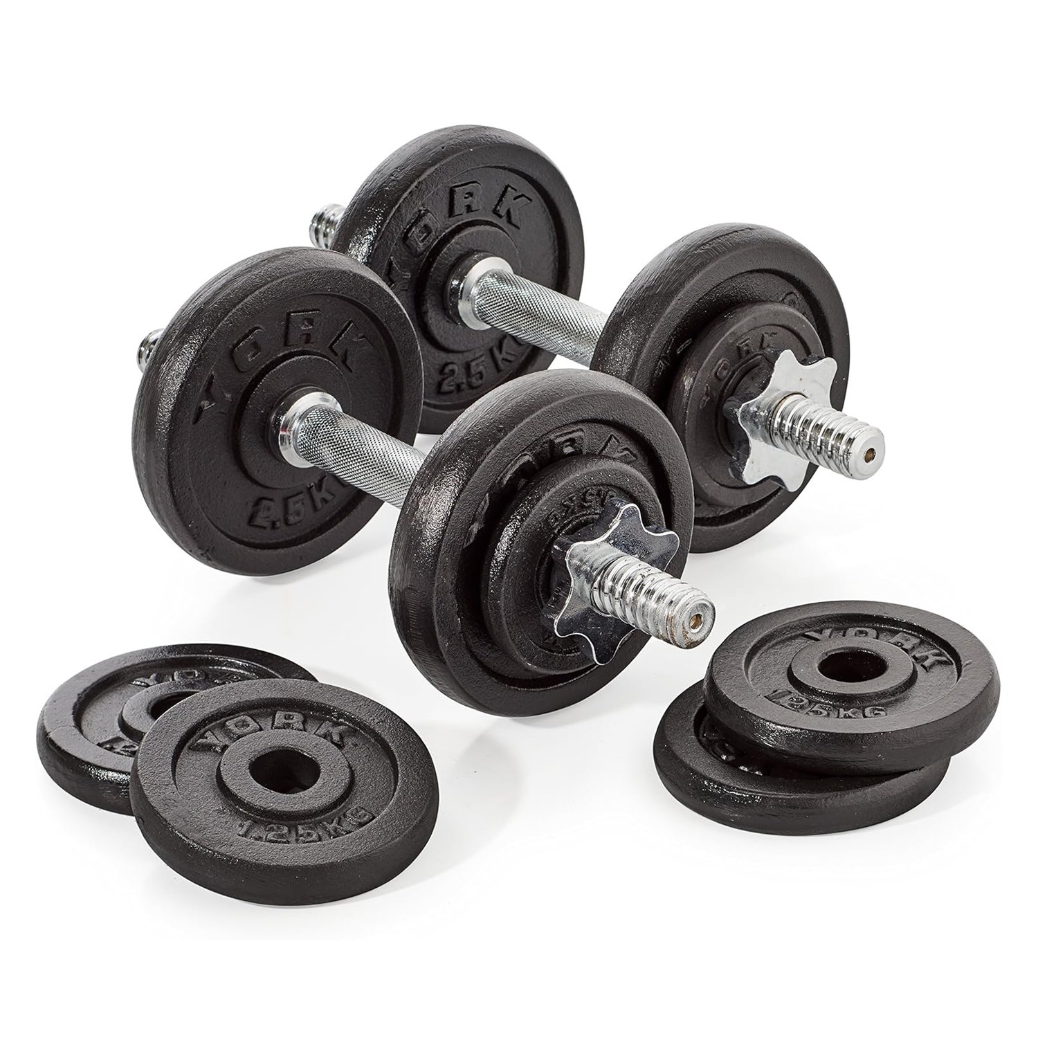 طقم أوزان متعدد الاحجام مع مقبضين وحقيبة حاملة للأوزان