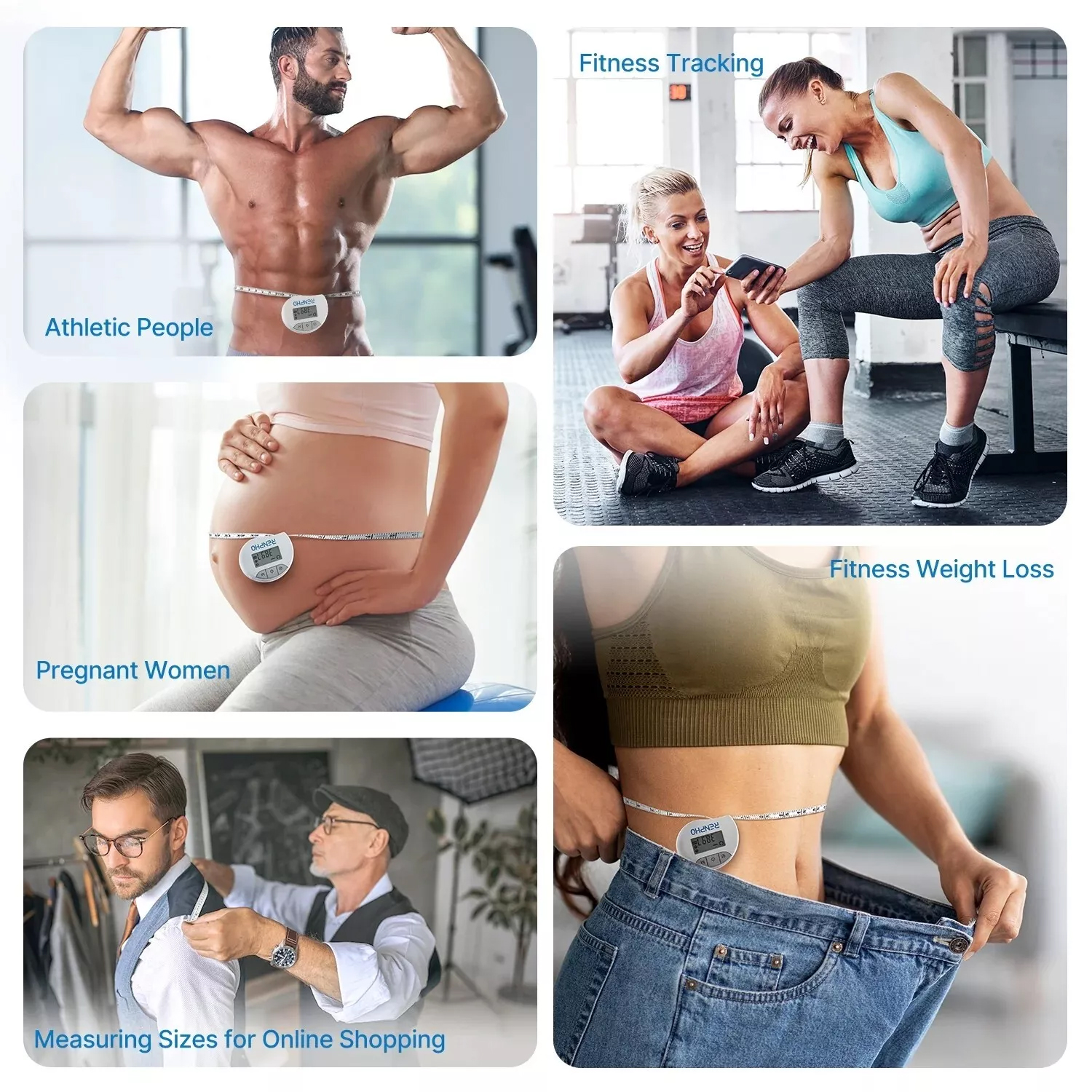 شريط متري ذكي عالي الدقة لقراءات محيط جسمك وفقدان الوزن وكسب العضلات