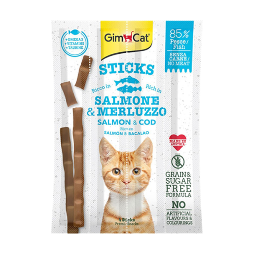 GimCat Sticks Salmon and COD Cat Treats 20 g Pack of 4