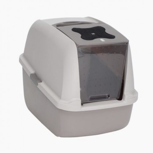 Catit- صندوق رمل مغطى للقطط رمادي دافيء
