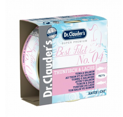 DrClaudes Best Filet Cans No 4 Tuna Salmon for Cats 70g