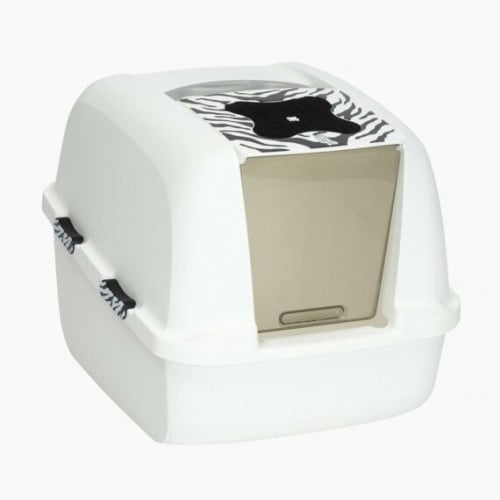 Catit - Jumbo Hooded Cat Litter Box, White Tiger