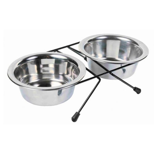 Stainless steel double bowl with base 10cm