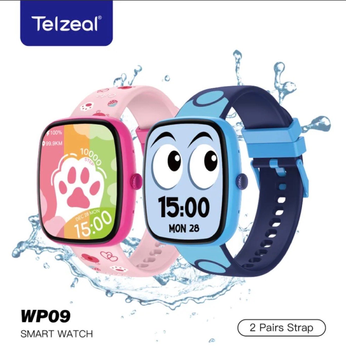 ساعة أطفال ذكية تعليميه وترفيهيه تيلزل WP09 - ازرق - وردي