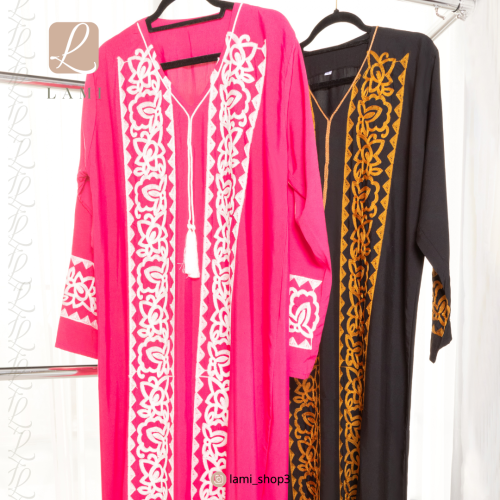 جلابية استقبال رمضانية بتطريز - وردي