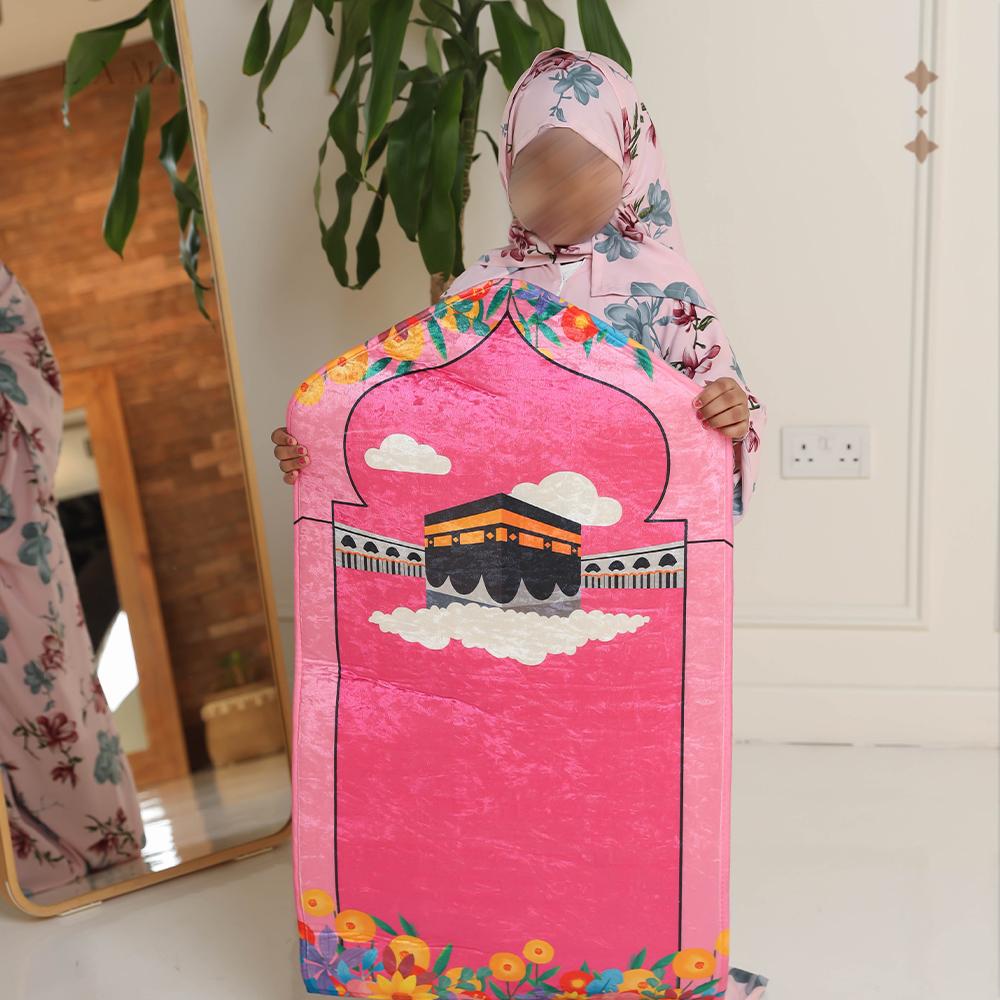 طقم شرشف صلاة اطفال وردي