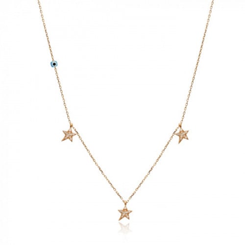 سلسال النجوم المضيئة من الفضة النقية وطلاء الذهب -من مجموعة نفيس هدايا مجوهرات هدية نسائية فاخرة 4219