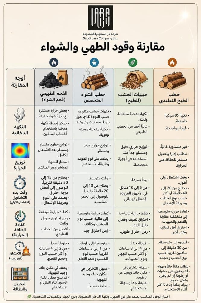 مقارنة وقود الطبخ الحطب والفحم وحبيبات الحطب