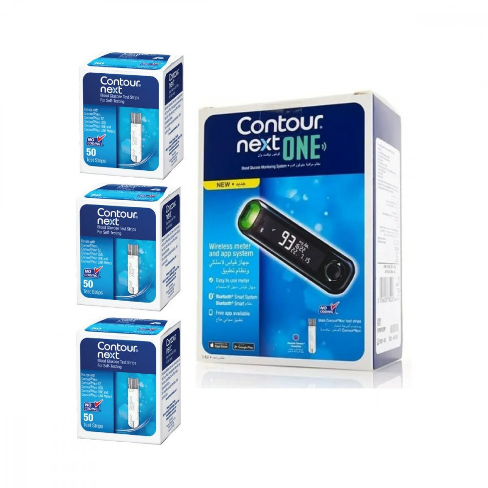 CONTOUR Next One Blood Glucose Monitoring Wireless System Kit Incl Test  Strips