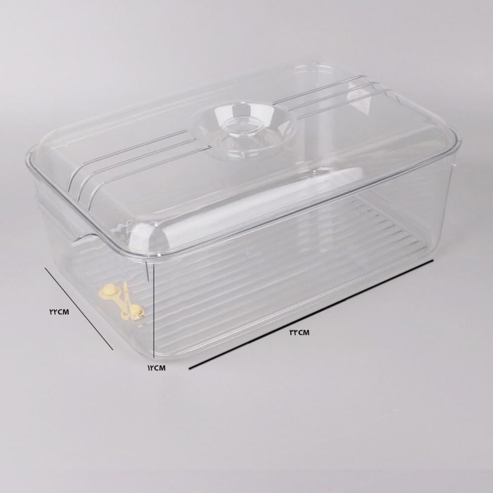 حافظة ثلاجة مستطيل مع غطا كريلك شفاف مقاس 33*22*12  سوول ستار