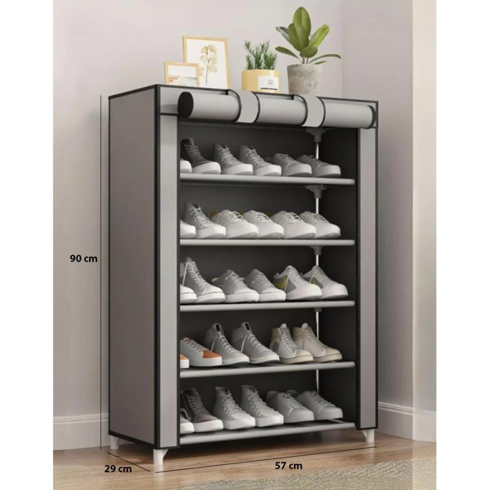 دولاب احذية قماش رمادي 6 دور 58*30*95 سم