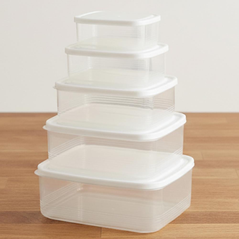 علب بلاستيك مستطيل 5ح بغطاء