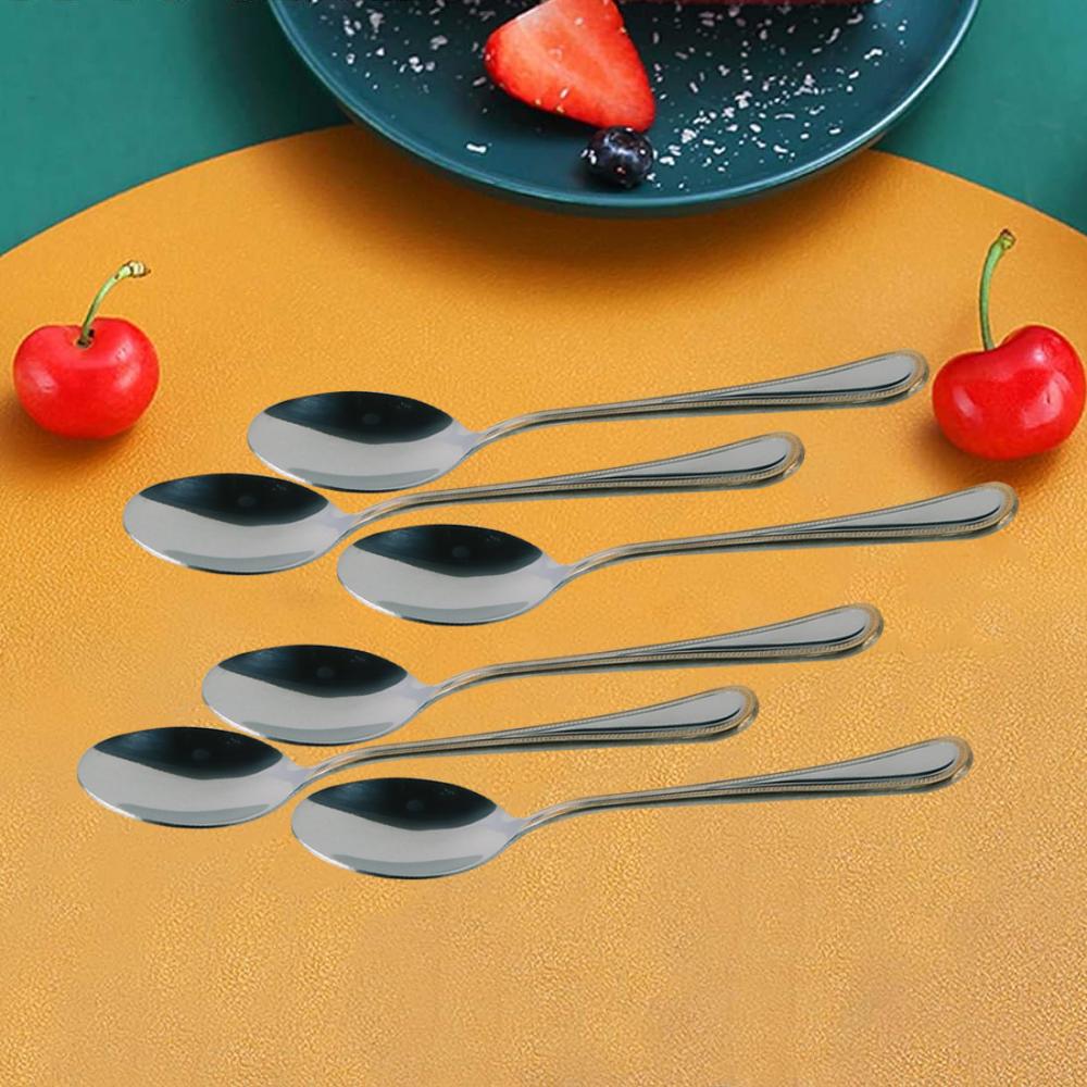 ملاعق حلا استيل فضي ذهبي 6ح