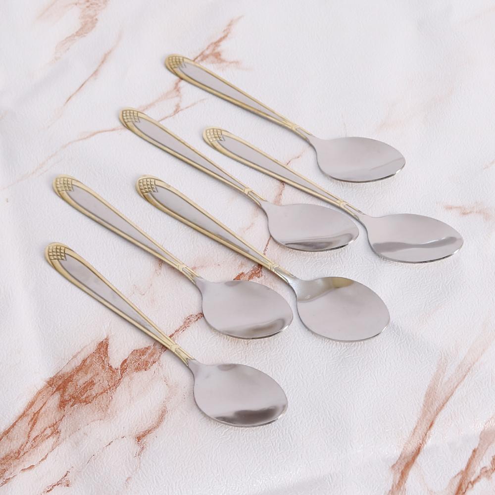 ملاعق حلا استيل ذهبي فضي 6ح