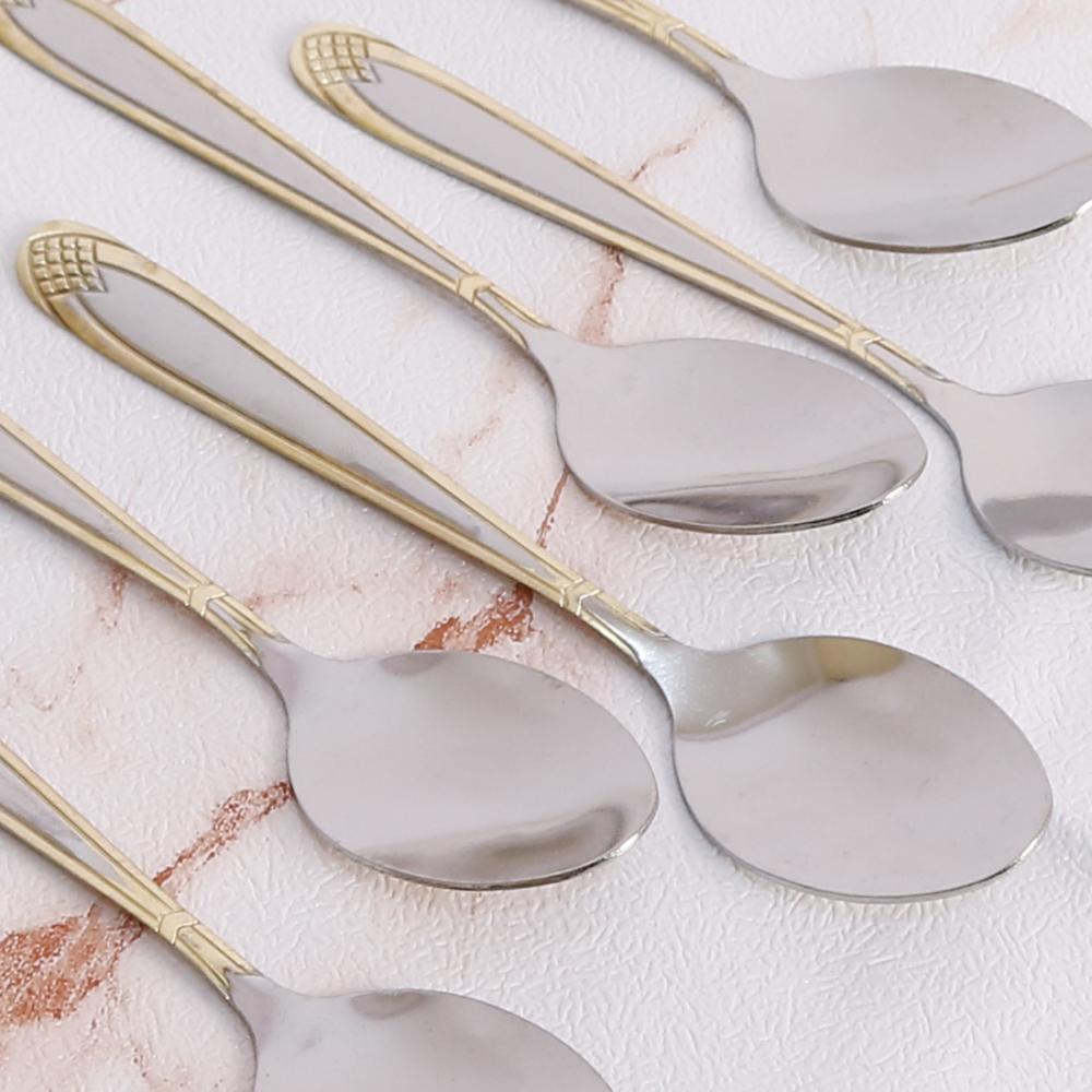 ملاعق حلا استيل ذهبي فضي 6ح