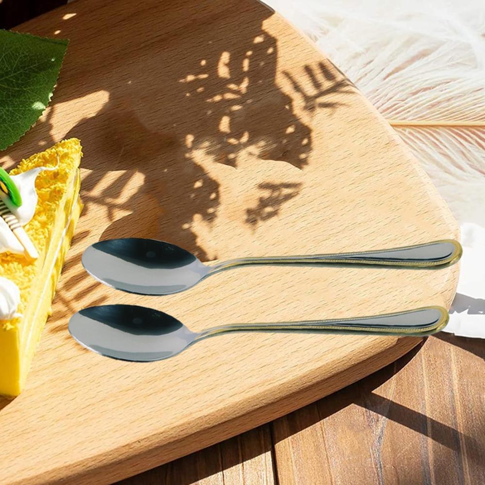 ملاعق حلا استيل فضي ذهبي 6ح