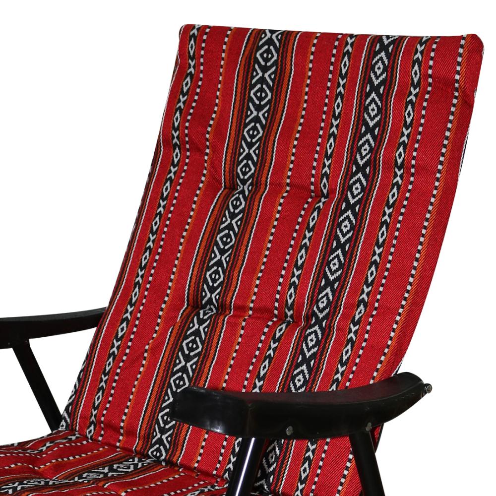 كرسي رحلات قماش احمر رجول حديد قابل للطي