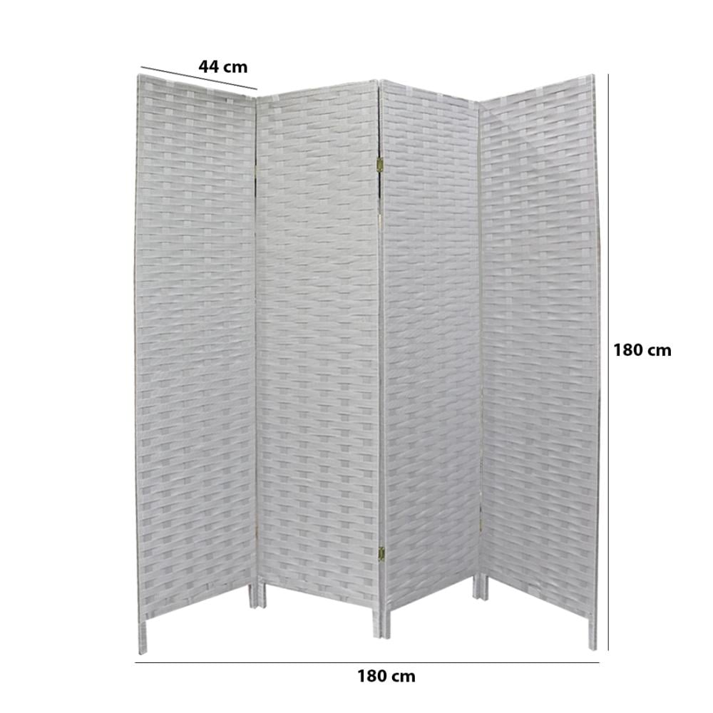 4-Panel Grey Fabric Room Divider