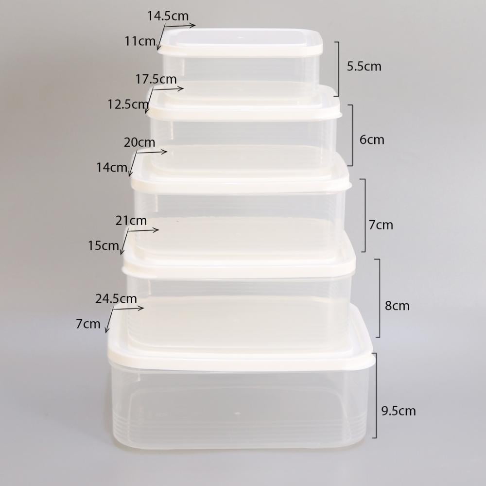 علب بلاستيك مستطيل 5ح بغطاء
