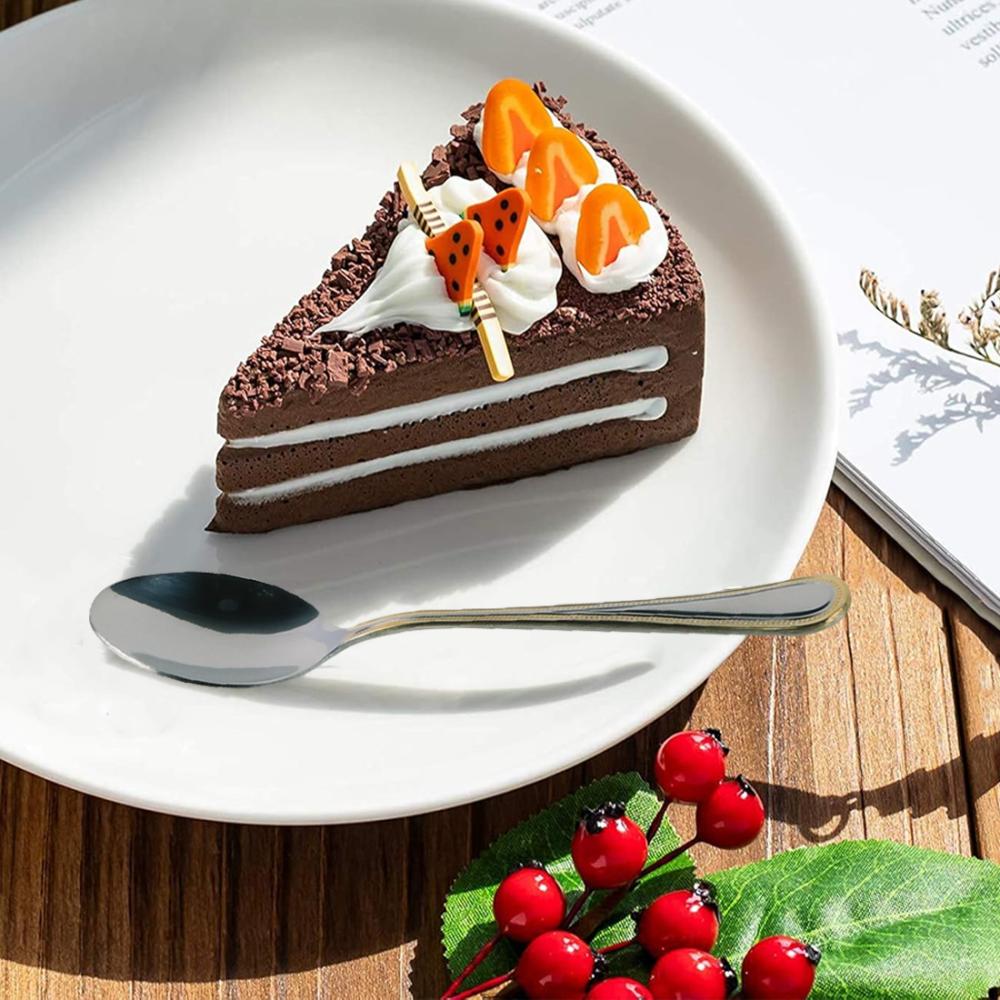 ملاعق حلا استيل فضي ذهبي 6ح