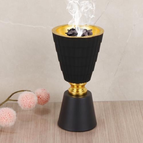 مبخر زجاج اسود مذهب 18CM
