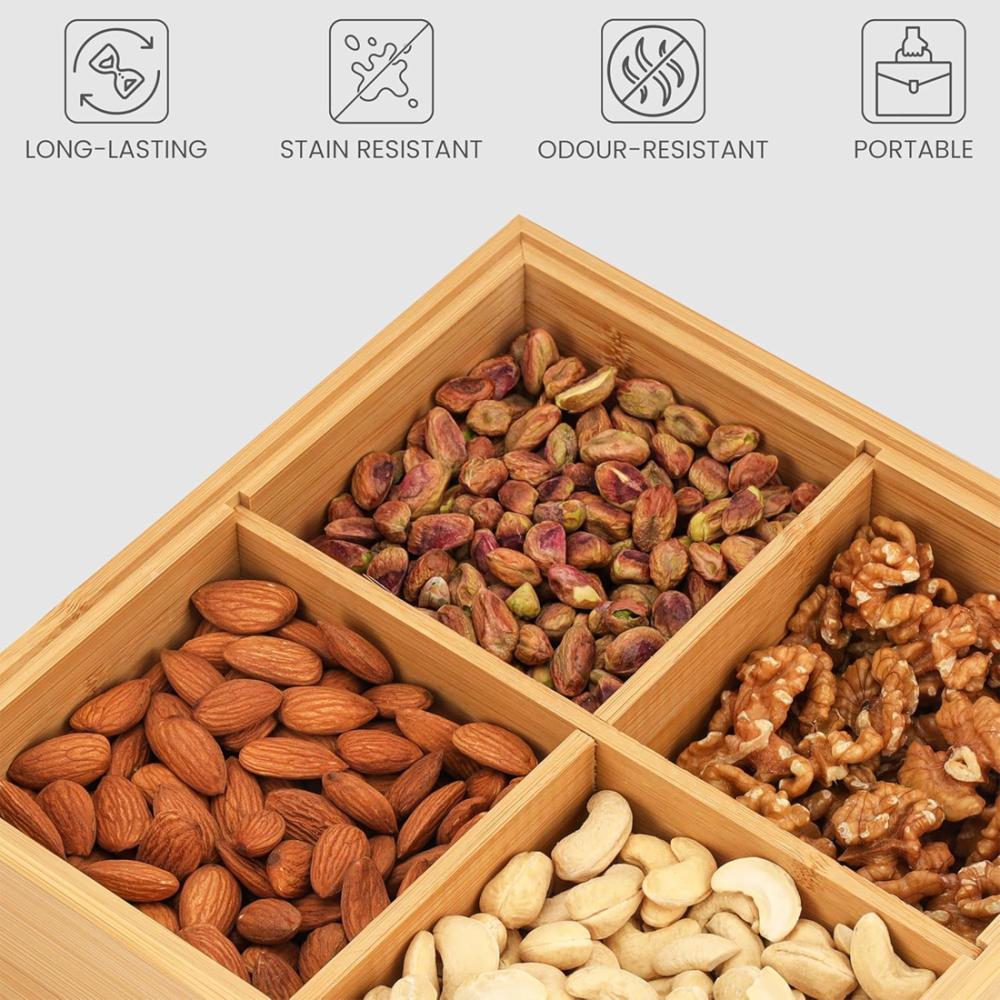 Wooden Divided Serving Tray with Lid Jawhara Online