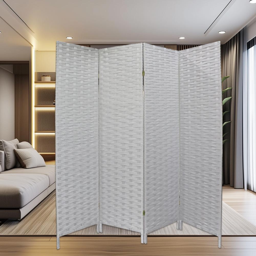 4-Panel Grey Fabric Room Divider