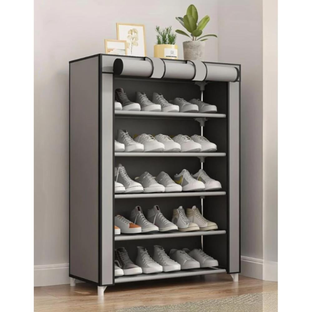 دولاب احذية قماش رمادي 6 دور 58*30*95 سم