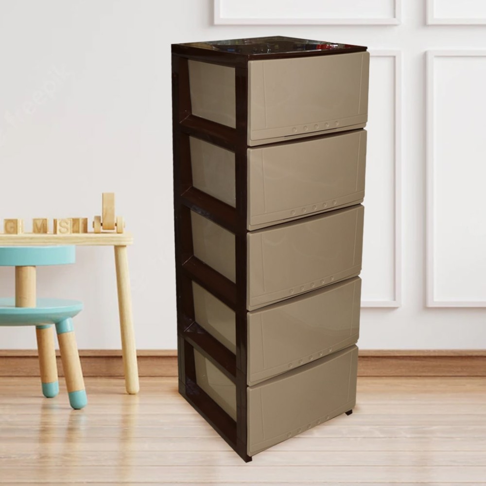 Jawhara Beige/ Brown plastic storage drawers 4 drawers 634-BIGBR - Jawhara  Online