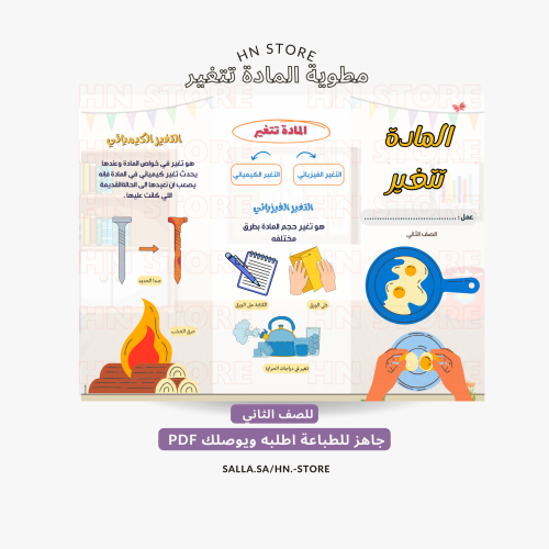 مطوية المادة تتغير للصف الثاني PDF
