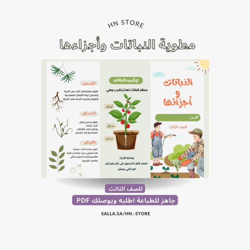 مطويـة النباتات وأجزاءها للصف الثالث PDF