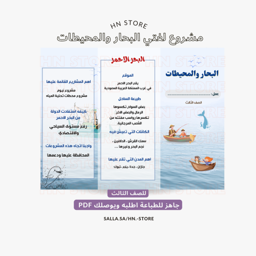 مطوية البحار والمحيطات للصف الثالث .PDF