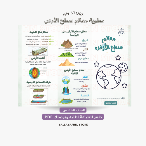 مطوية معالم سطح الأرض للصف الخامس PDF