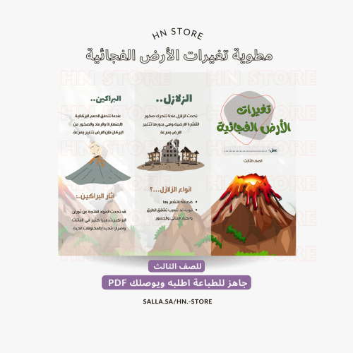 مطوية تغيرات الأرض الفجائية للصف الثالث PDF