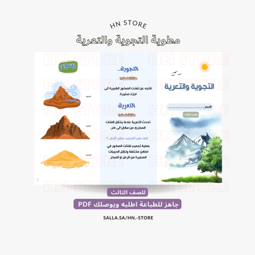 مطوية التجوية والتعرية للصف الثالث PDF