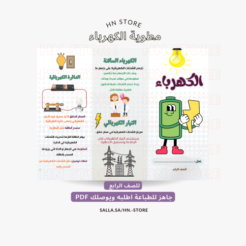 مطوية الكهرباء للصف الرابع PDF