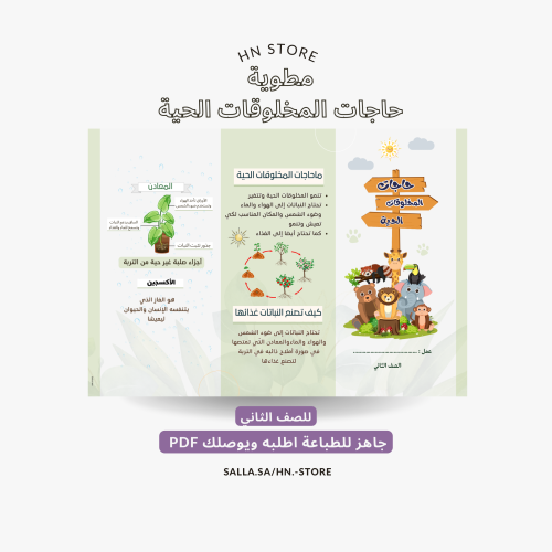مطوية حاجات المخلوقات الحية للصف الثاني PDF