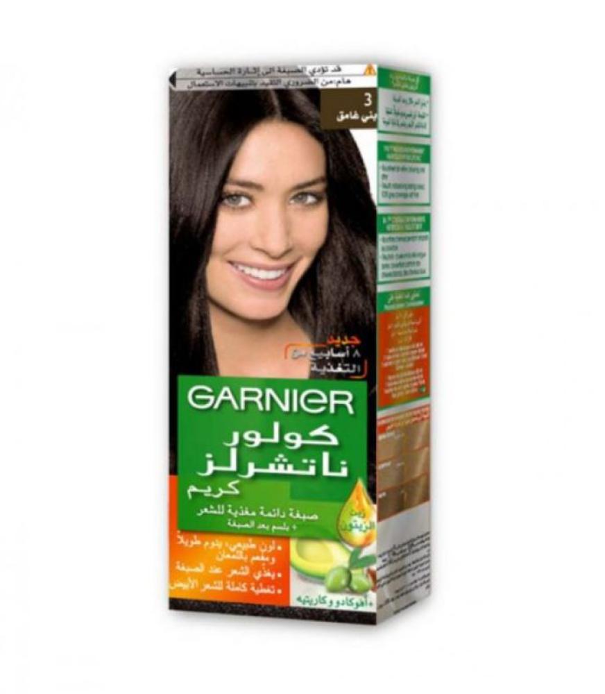 🌟 صبغة شعر غارنييه بني غامق 3 – تغذية ولون طبيعي يدوم طويلاً