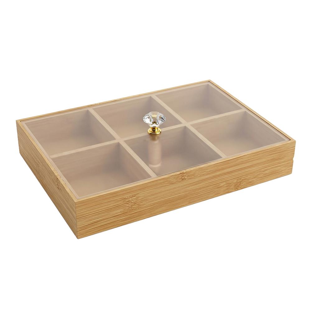 رولا صحن تقديم خشبي مقسم بغطاء بلاستيك