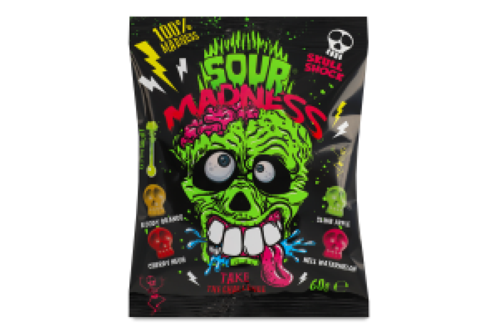 حلوى حامضة إكستريم دارك من سور مادنس – 60 جرام