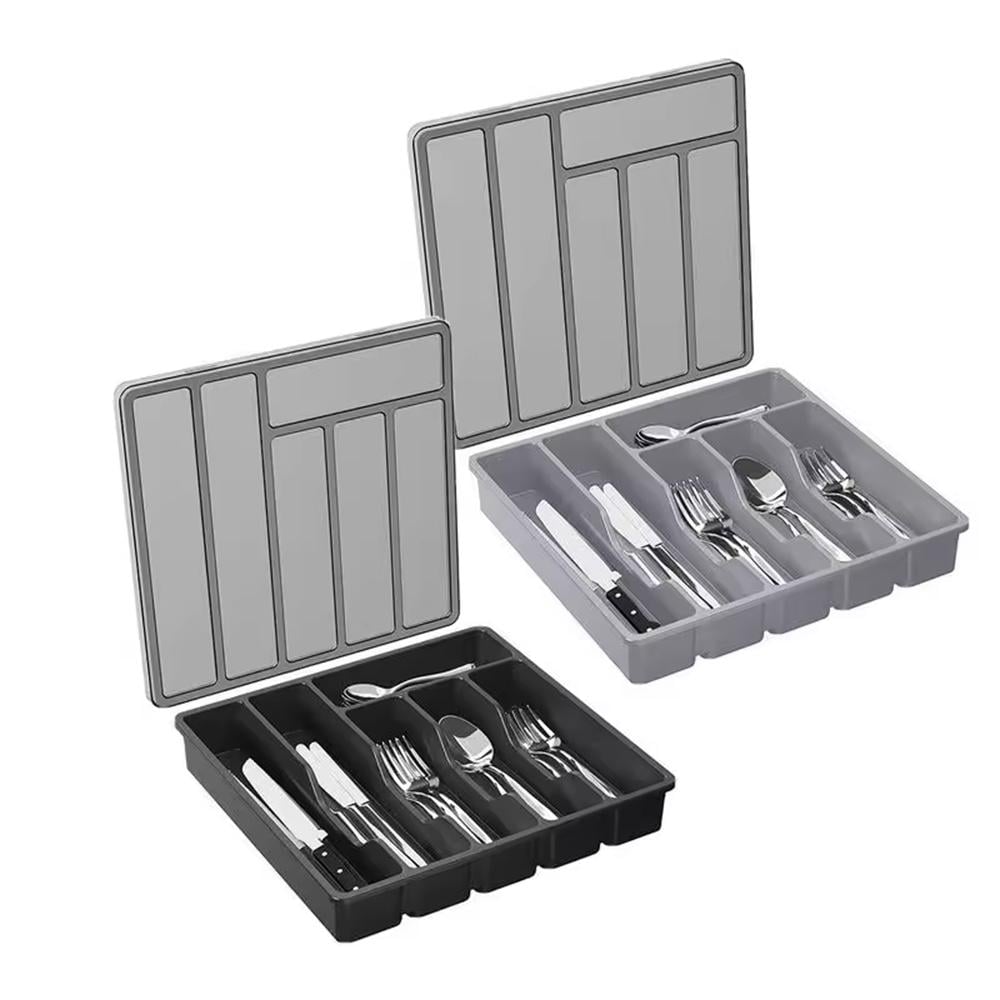 رولا منظم بلاستيك أدوات المطبخ مقسم بغطاء