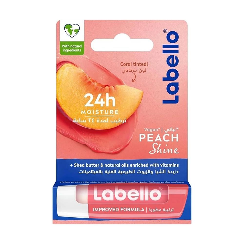 لابيلو شاين بنكهة الخوخ – مرطب شفاه نباتي بلون مرجاني وترطيب يدوم
