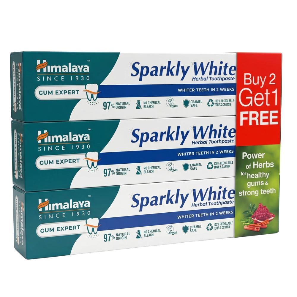 معجون أسنان عشبي لبياض براق من هيمالايا – 3 حبات × 125 جرام