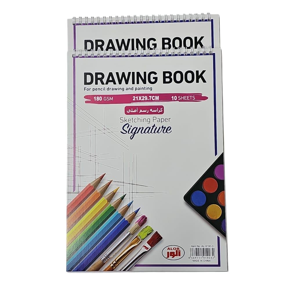دفتر رسم ALOR – ورق سكتش 180 جم  10 أوراق بقياس اي فور  | AL-9190-3